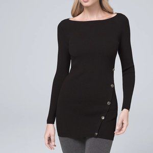 WHBM stretchy ribbed button detail tunic sweater